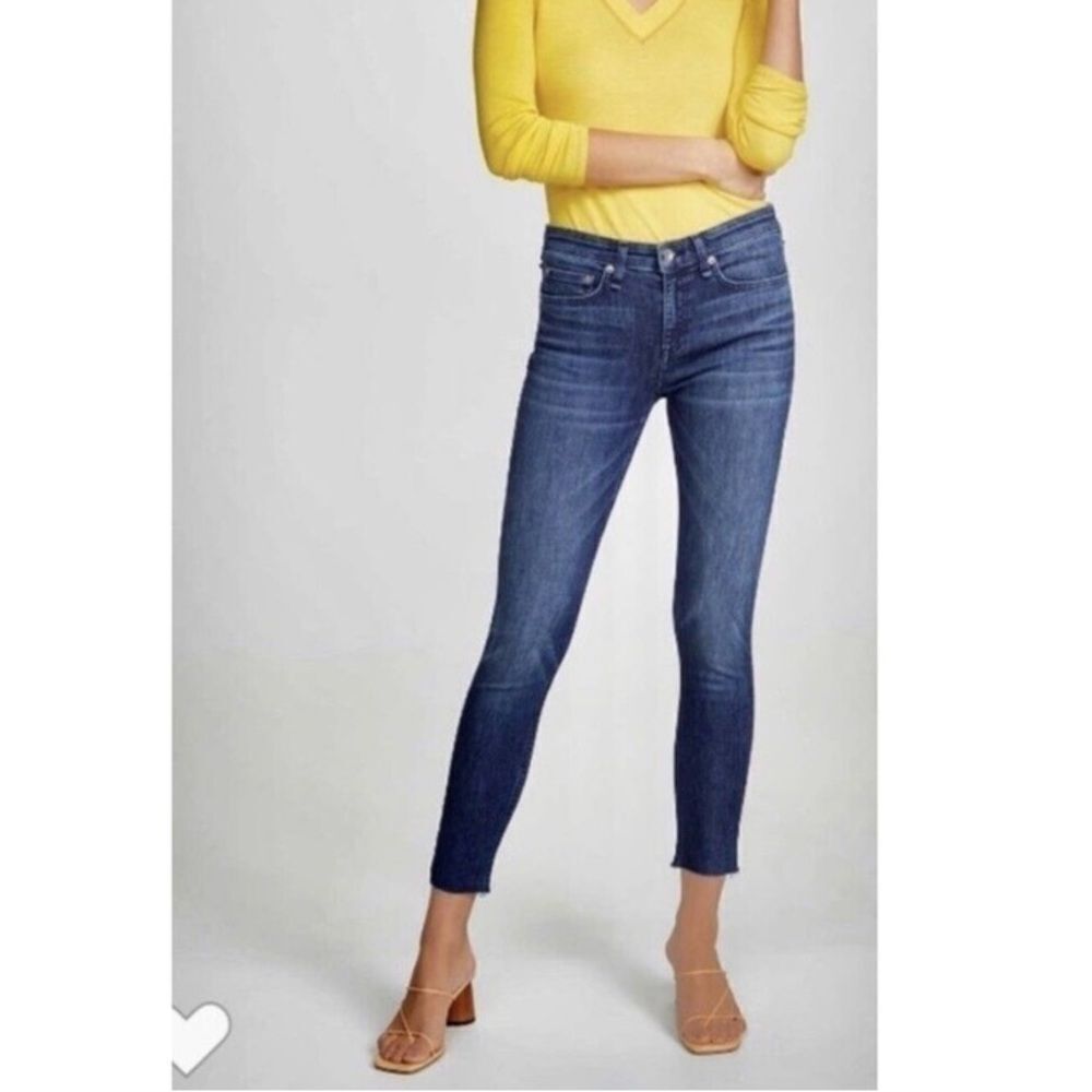 Rag & Bone Cate Mid-Rise Skinny Frayed Hem Jeans - Juni Wash